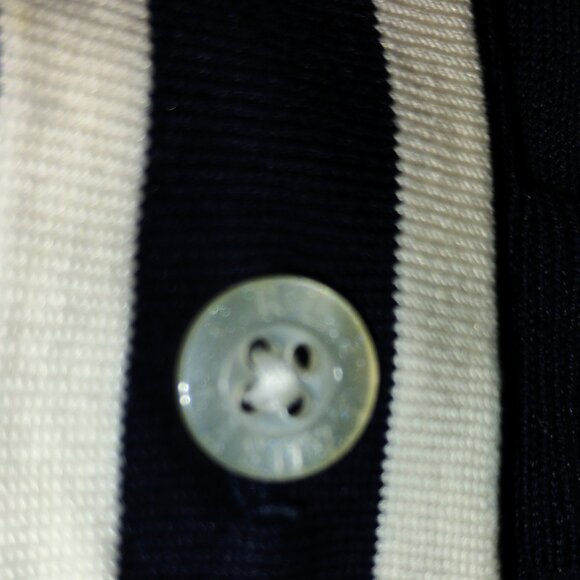 Ralph Lauren Sweater Cardigan Silk V Neck Navy Ivory Preppy Office Nautical S - Picture 8 of 14